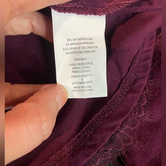 Women's Altar'd State Maroon Long Sleeve Blouse With Lace Size Small Laced Back - Picture 4 of 5